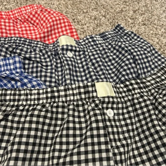 Set of 4 Gingham Checkered Shorts - Red, Blue, Dark Blue, Black - Picture 4 of 5